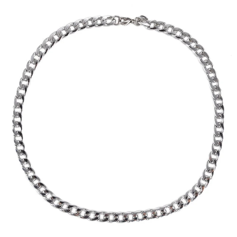 Hip Hop Cuban Chain Necklace Rock Stainless Steel Basic Chain Men Necklace Simple Necklace for Women Fashion Party Jewelry